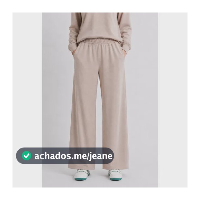 Calça Feminina Moletinho Pantalona Soft Touch Com Bolso Bege G