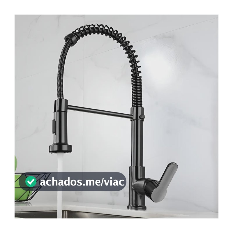 Torneira Cozinha Gourmet Bancada Flexível Monocomando Pia Preto B22-black