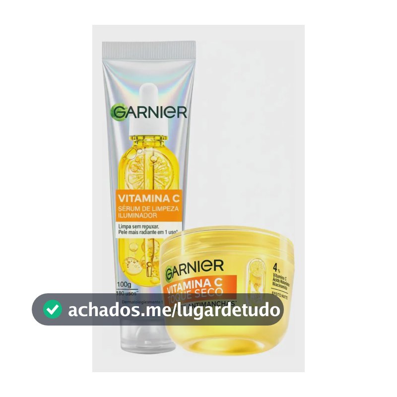 Garnier Kit Vitamina C, Sérum de Limpeza Iluminador, Serumnete 100g + Hidratante Facial Toque Seco Antimanchas 85g