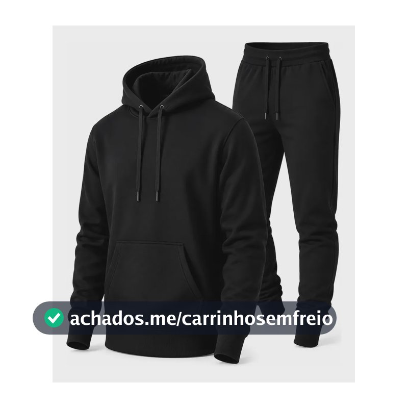 Conjunto Calça E Blusa De Moletom Liso Masculino Unissex Gg Preto