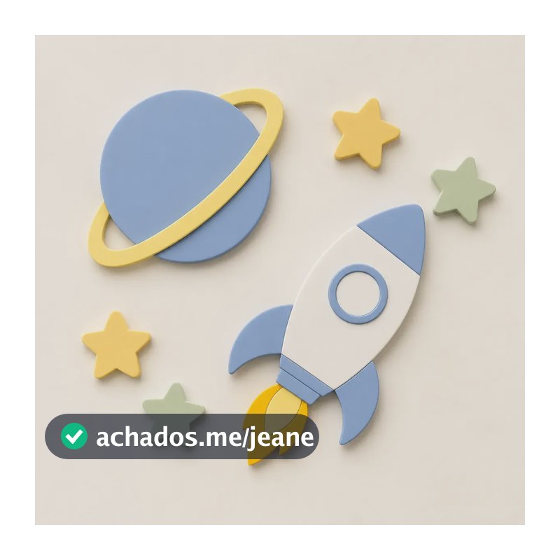 Kit Decorativo Parede Quarto Infantil Bebê 3d Espaço Foguete Azul-claro
