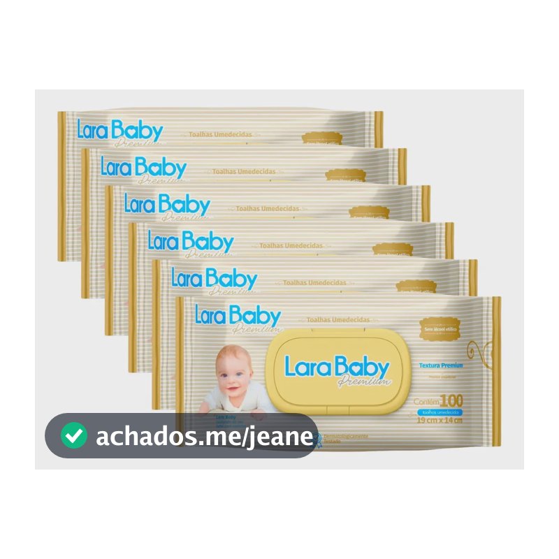 Kit C/06 Toalha Umedecida Lara Baby Premium C/100un