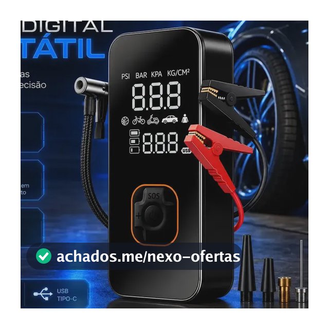 Bomba Elétrica Portátil Digital Para Encher Pneu De Carro Moto Bicicleta Inflador Automotivo Cor Preto