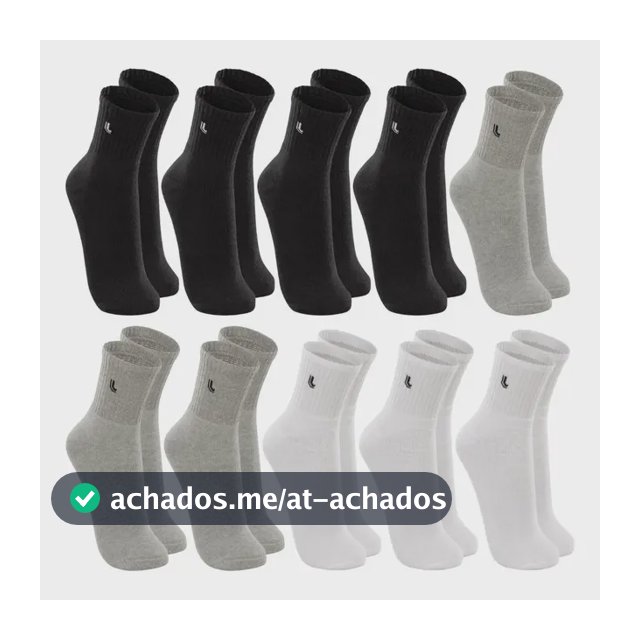 Kit 10 Pares Meia Lupo Original Masculina Cano Médio Algodão