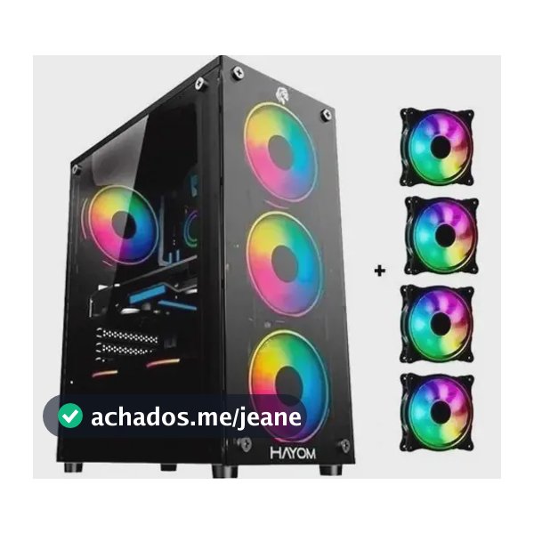Gabinete Gamer Hayom GB1749 Mid Tower 4 Fans Preto ATX/M-ATX Vidro Temperado