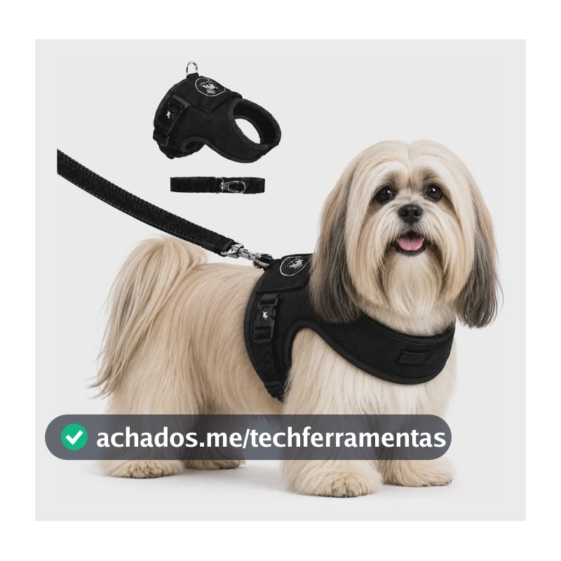 Coleira Peitoral que não machuca, segura resistente para cachorro ou gato com guia Confortável Anti Puxão Pet Finess