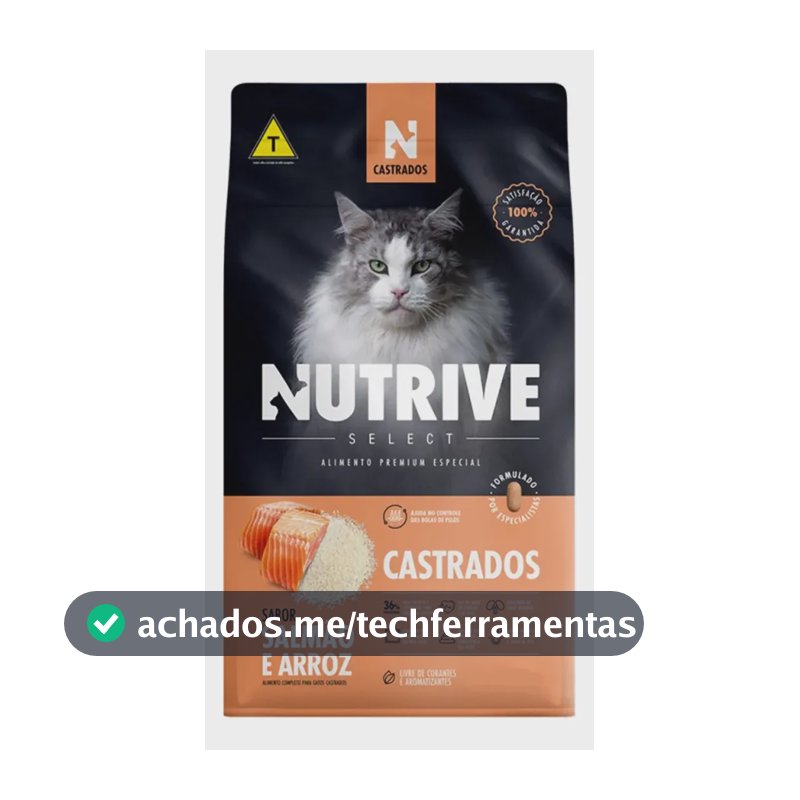 Nutrive Ração Gatos Select Castrados Salmão E Arroz 10,1kg