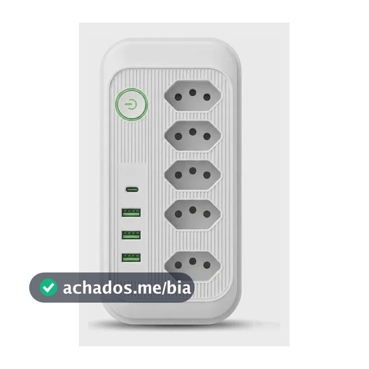 Extensão Elétrica Tomadas Usb Type-c Bivolt Filtro De Linha Branco Jxb95+3+1