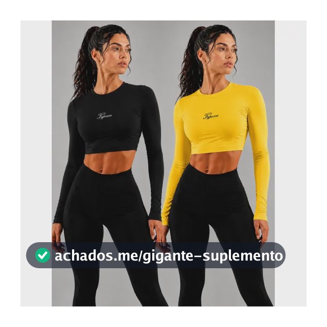 Kit 2 Cropped Top Feminino Manga Longa Segunda Pele Suplex