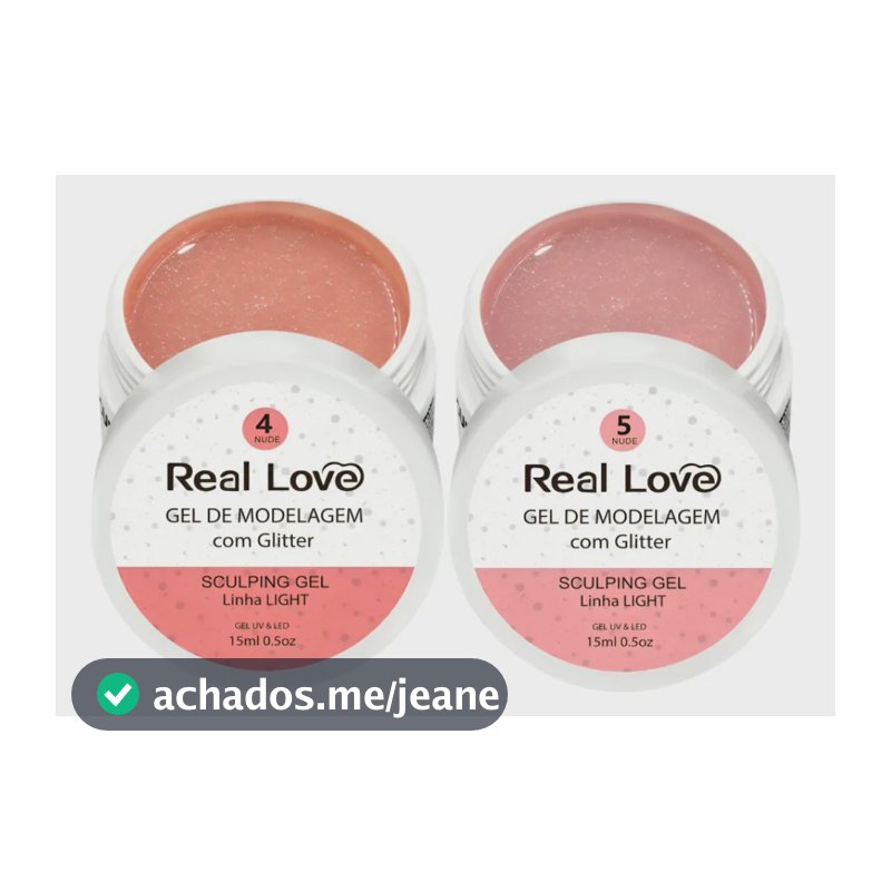 Kit 2 Gel Construtor Glitter Real Love Alongamento De Unha Glitter 4-5