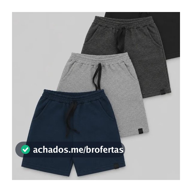 Kit 4 Bermudas Moletom Infantil Menino Com Bolso 4/6/8/10/12