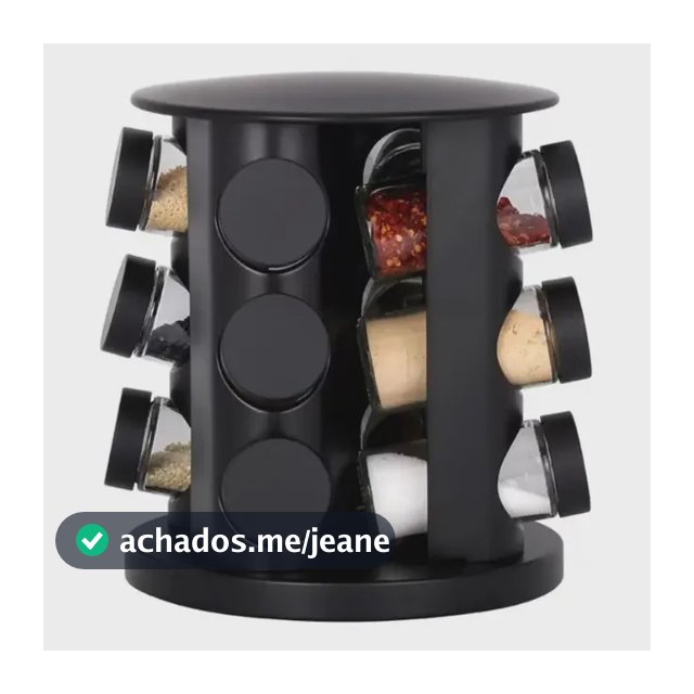 Porta Temperos Giratório Com 9 Potes De Vidro Cor Preto