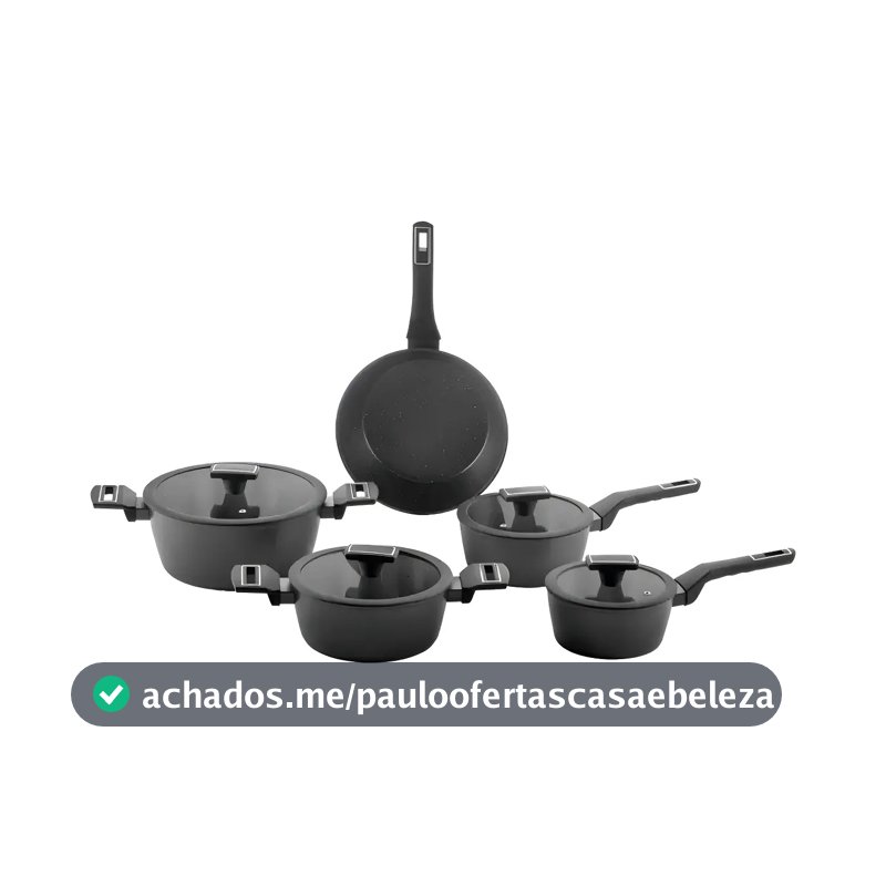 Jogo De Panelas Brinox Cerâmico 5 Pçs Carbon Ceramic Indução Cor Preto
