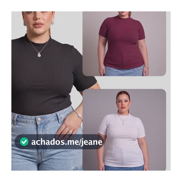 Kit 3 Blusas Femininas Plus Size Caneladas Manga Curta