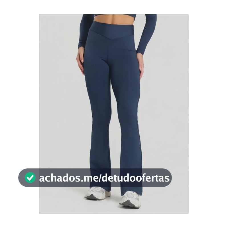 Calça Legging Fitness Feminino Flare Cintura Alta Balance Azul-marinho Balance M