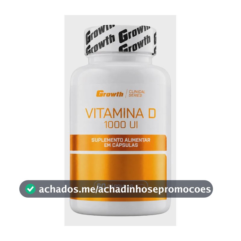 Vitamina D 1000ui 60 Caps Growth Supplements - Sem Sabor Sem Sabor