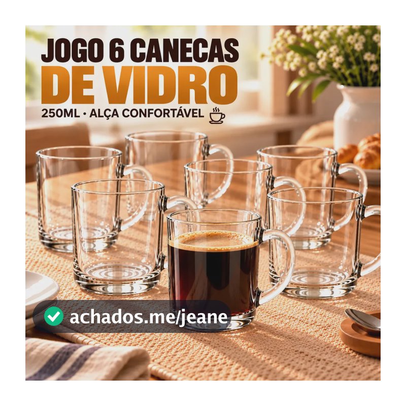Jogo Com 6 Canecas 250ml Xicaras De Vidro Para Café Expresso Transparente