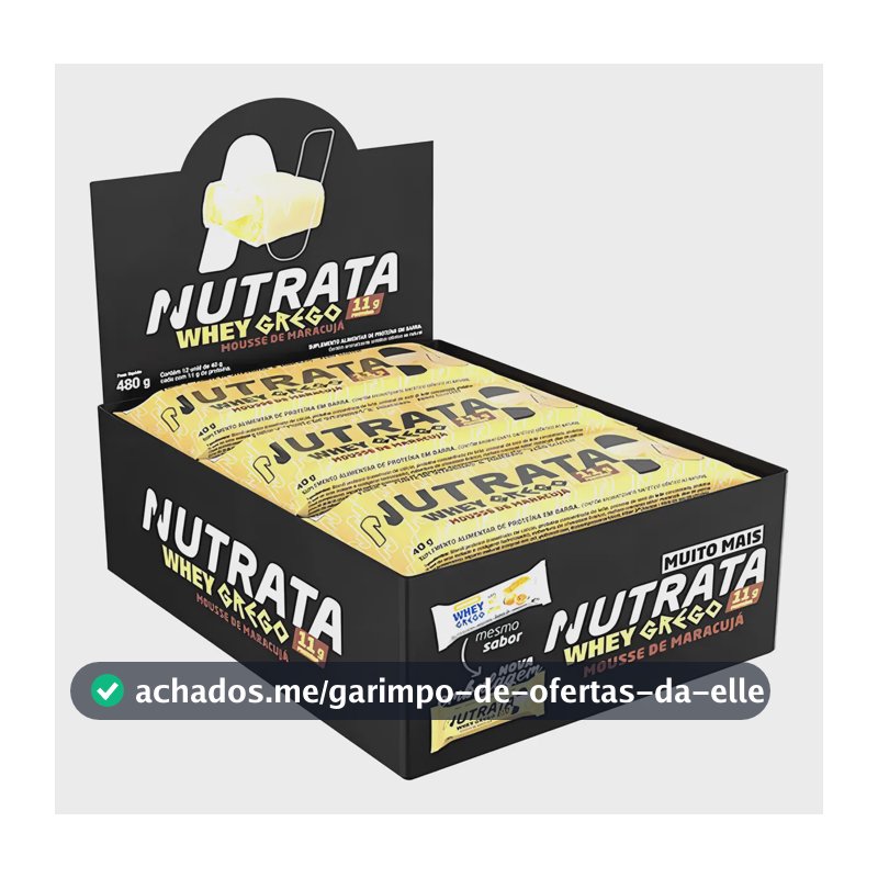Barra de proteínas Nutrata WHEY Grego 40G sabor Mousse de maracujá x 480g 12 un
