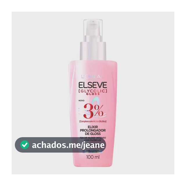 L'oréal Paris Elseve Sérum Capilar Elixir Prolongador De Gloss Glycolic Gloss, Finalizador Antiporosidade, 72 Horas De Duração, 100ml