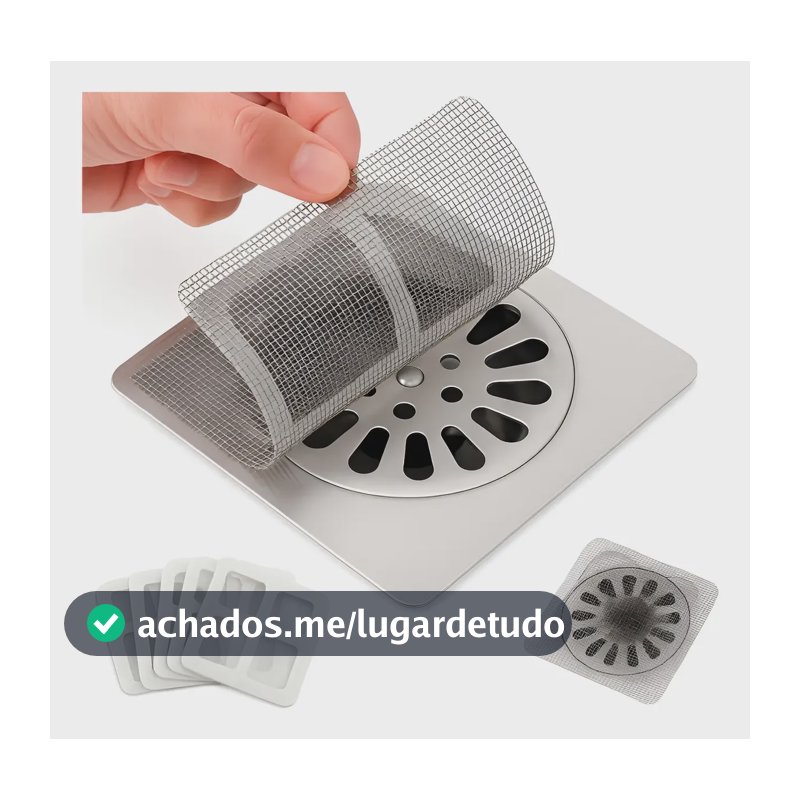 Kit 50 Tela Protetor Ralo Adesivo Cinza 10x10 Cm Anti Inseto