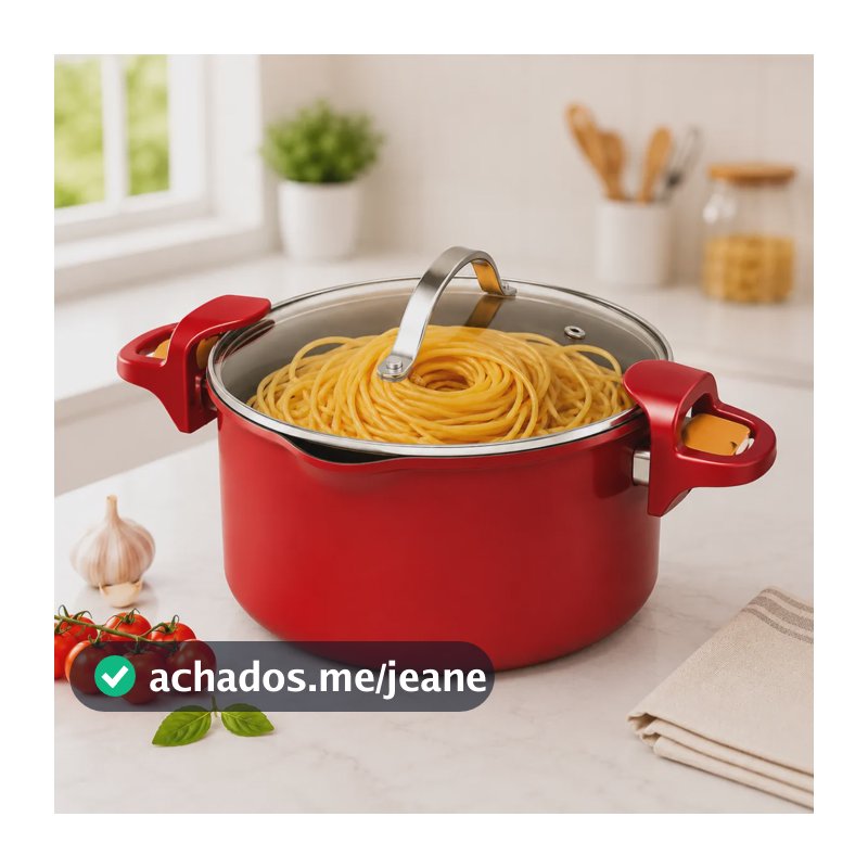 Panela Espagueteira Macarrão Maxchef Antiaderente 3 Litros Vermelho