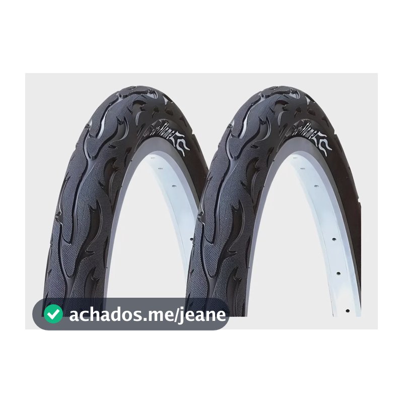 Par Pneus Kenda Flame Aro 26x2.125 Slick MTB Bicicleta Balão Preto