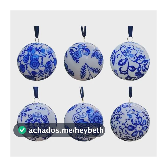 6 Peças De Enfeite De Árvore De Natal De Porcelana Azul