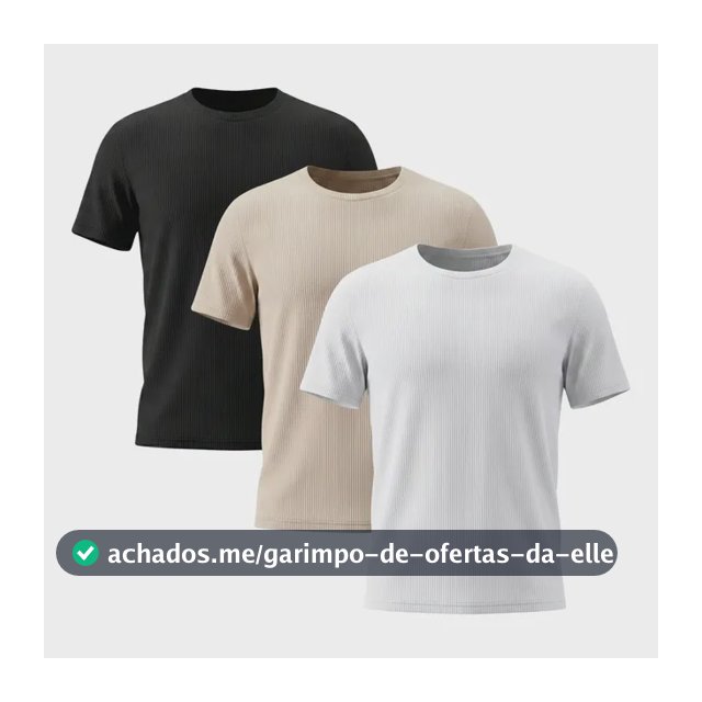 Kit 3 Camisetas Masculina Canelada Americana Gola Careca