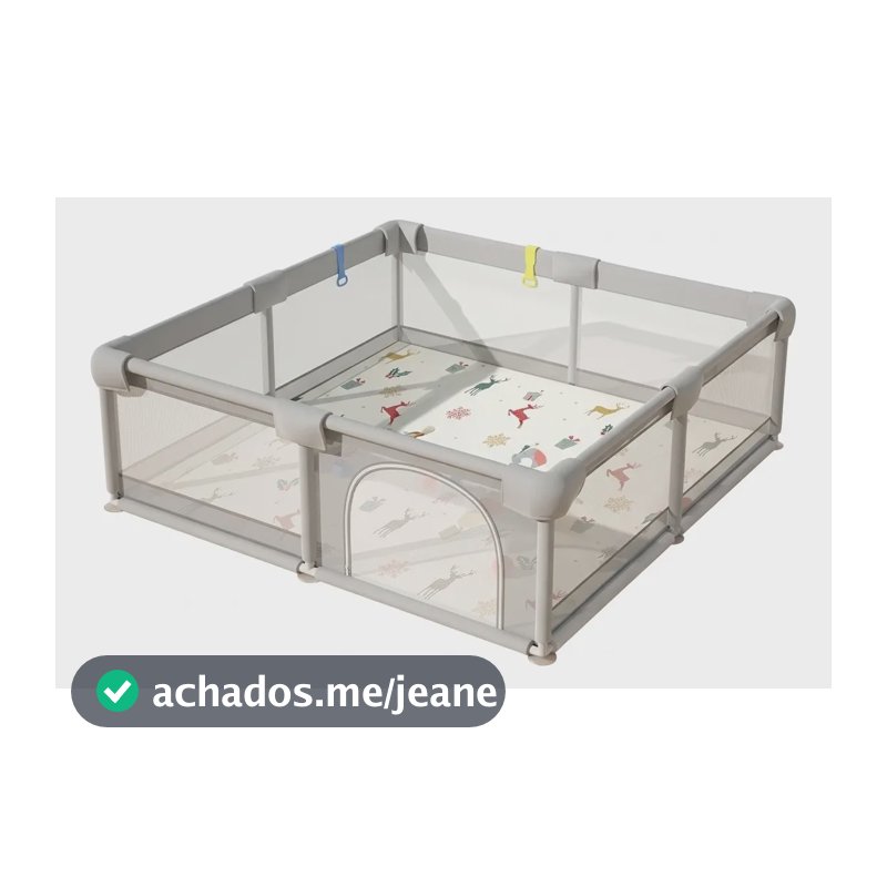 Cercadinho Infantil Para Bebê 120x180cm Espaçoso Branco E Cinza