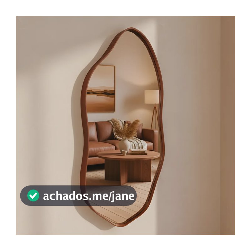 Espelho Decorativo Orgânico 60x40 Moldura Em Couro We Mirror Caramelo