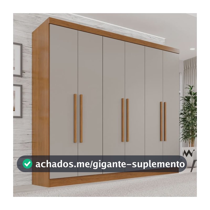 Guarda-roupa Casal 6 Portas 2 Gavetas França Cinamomo/off White