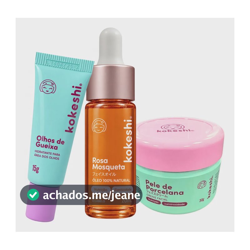Kit Renovadores Faciais + Óleo De Rosa Mosqueta Kokeshi Com Óleo Do Arroz Farinha Do Arroz Óleo De Rosa Mosqueta Pantenol Óleo De Amêndoa Doce Chá Verde E Sálvia