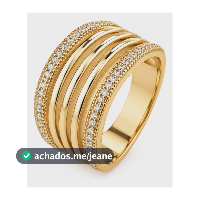 Anel 5 Fios Cravejado Zircônia Banhado Ouro 18k Dourado 20
