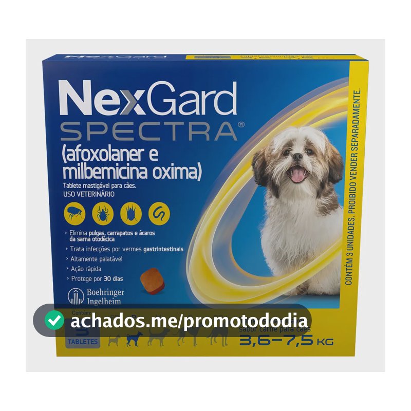 Nexgard Spectra 3,6 A 7,5kg 3 Tabletes Para Cães Antipulgas