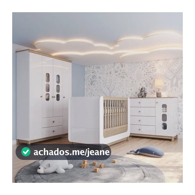 Conjunto Quarto De Bebê Completo Berço 2 Em 1, Branco E Jequitiba