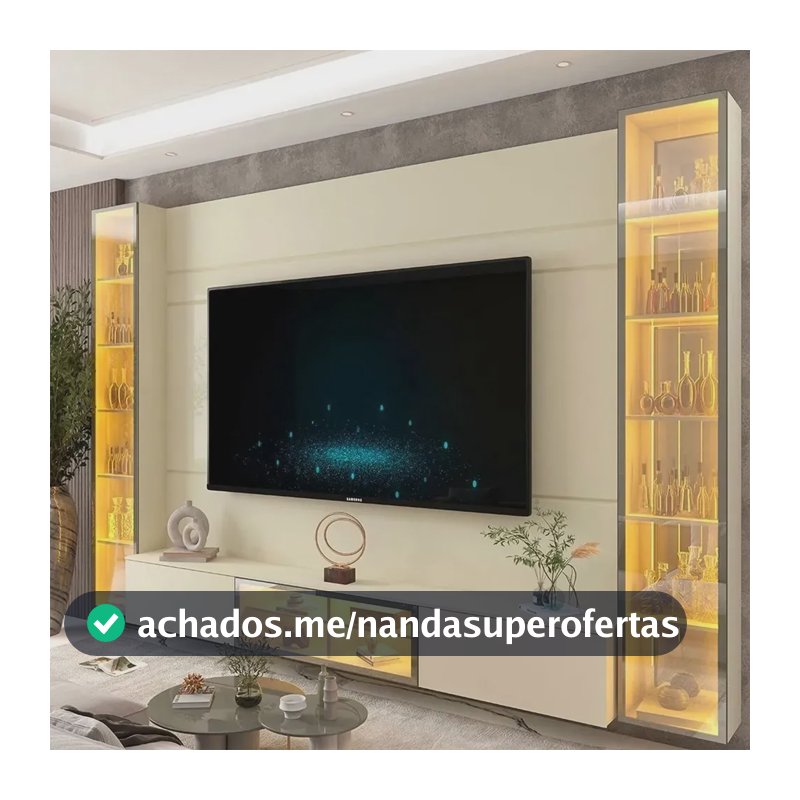 Estante Para Tv 84 Polegadas 217,6cmx293cm Com Porta Off White/off White