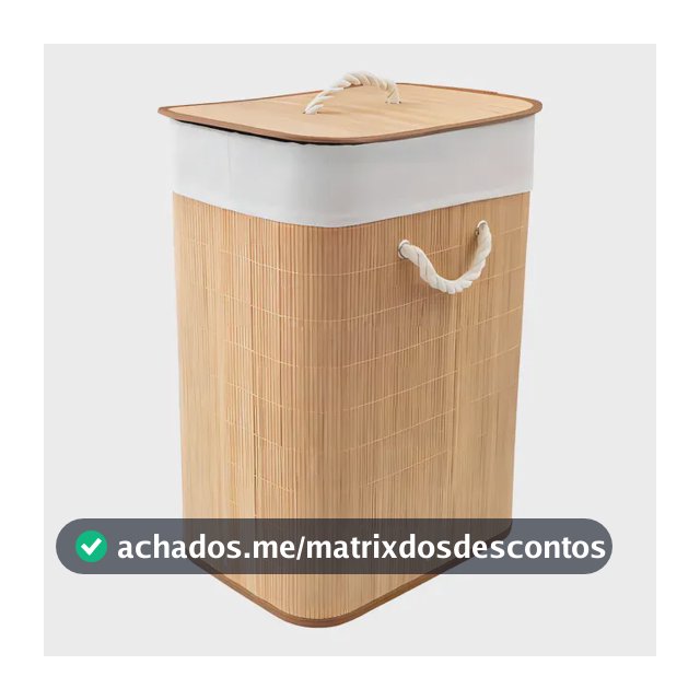 Cesto para Roupas Bambu Dobrável com Tampa Bege 60L Texfine