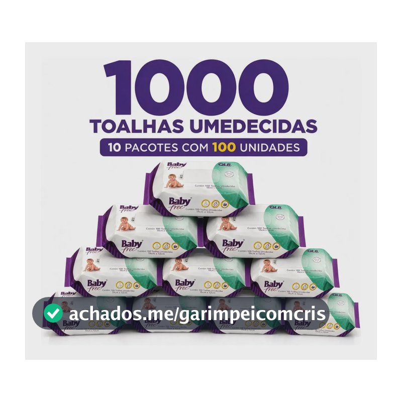 Lenço Umedecido Baby Free 1000 Un Kit Econômico