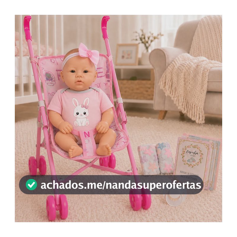 Boneca Bebê Reborn Abigail Com Carrinho Rosa E Acessórios