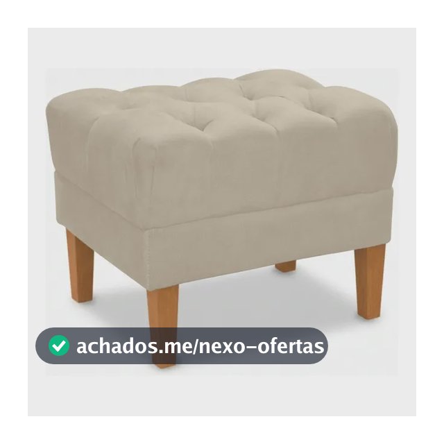 Puff Decorativo Capitonê Retangular Para Quarto Moderno Bege