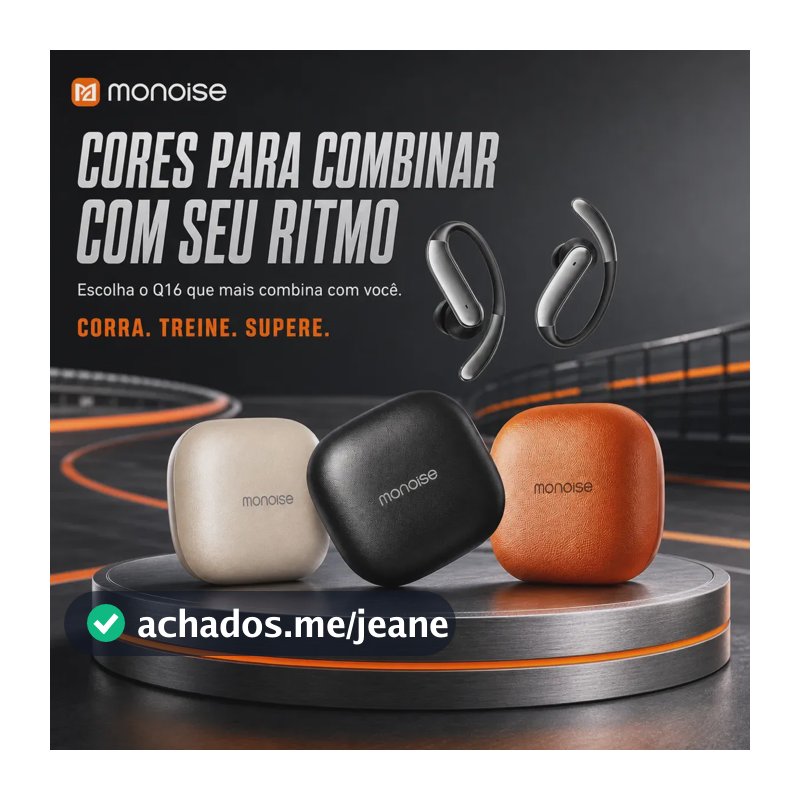 Fone de Ouvido Esportivo Monoise P-Q16 TWS Sem Fio com Gancho e Microfone ENC, ANC Leve, App e IPX4