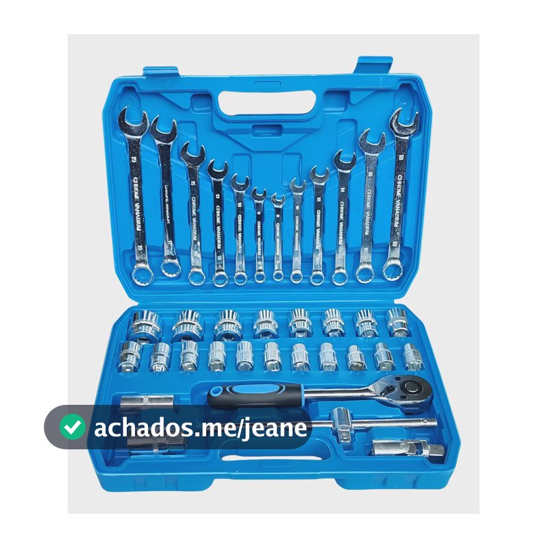 Kit Jogo Soquete E Chave Combinada Catraca 37 Pcs Com Maleta Cinza-escuro