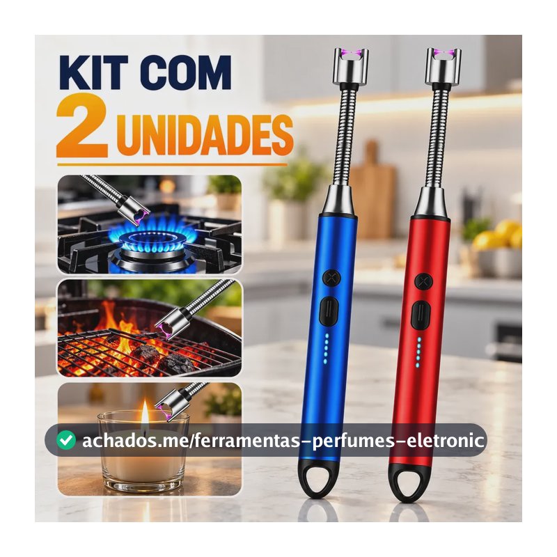 Kit 2 Acendedor Elétrico Recarregável Usb Para Fogão Plasma