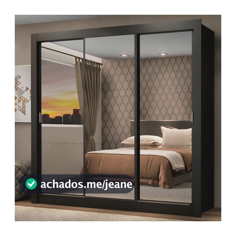 Guarda Roupa Casal Mônaco Madesa 3 Portas Correr De Esp P Cor Preto