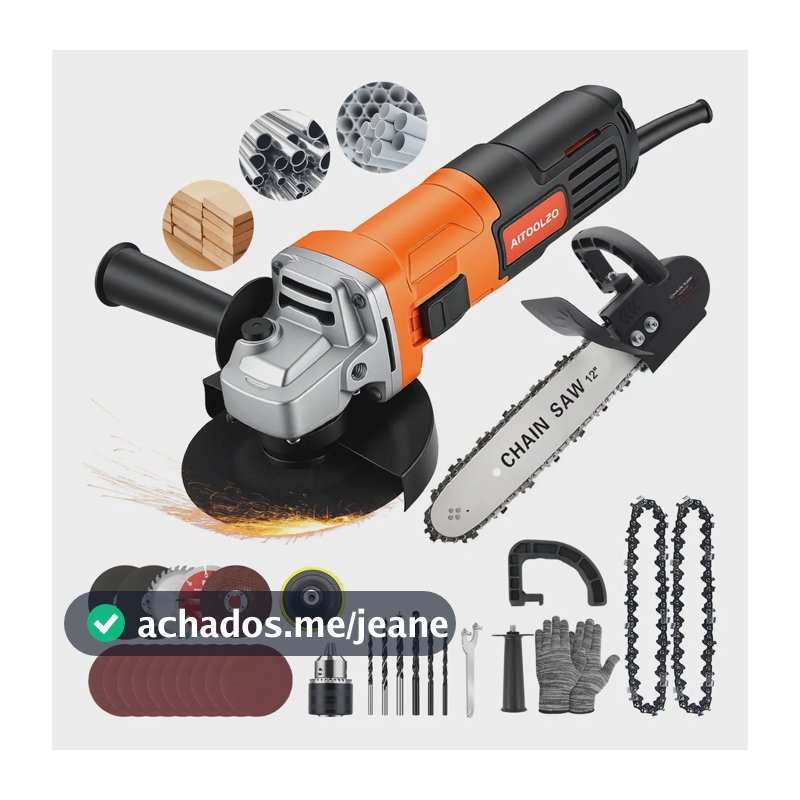 Esmerilhadeira Angular Lixadeira+motosserra 1500w Aitoolzo Laranja 127v 60