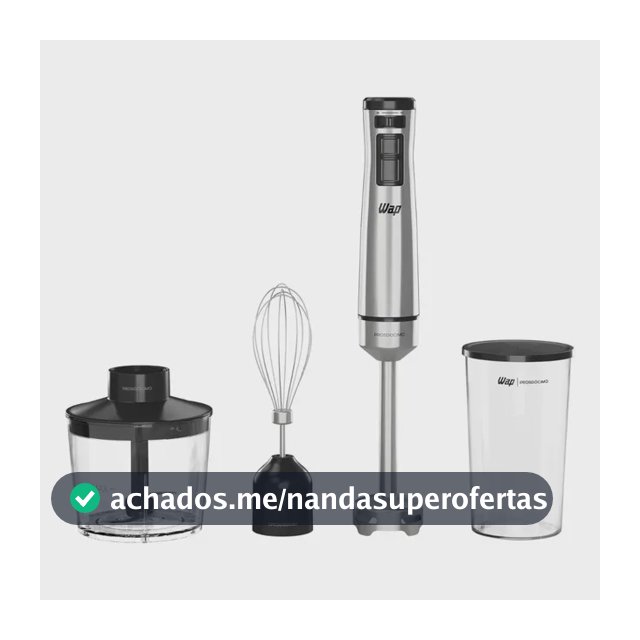 Mixer 3 Em 1 Wap Wm1 Processador Elétrico Portátil Inox Cor Preto