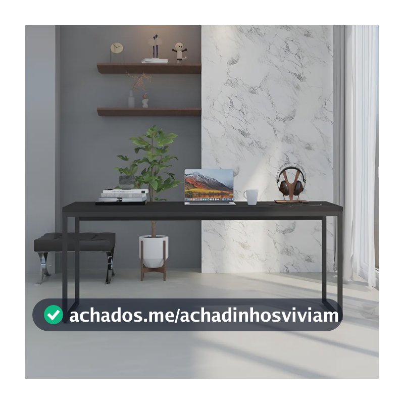 Mesa Para Escritório Diretor 1,80m Dynamica Cor Preto Ônix / Est.Preta