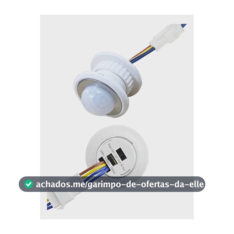 Sensor De Presença Ajuste Tempo Luz 5v, 12v E 24v Fotocélula Branco