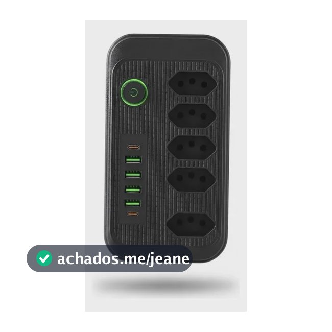 Extensão Elétrica Tomadas Usb Type-c Bivolt Filtro De Linha Preto Jxb85+4+2