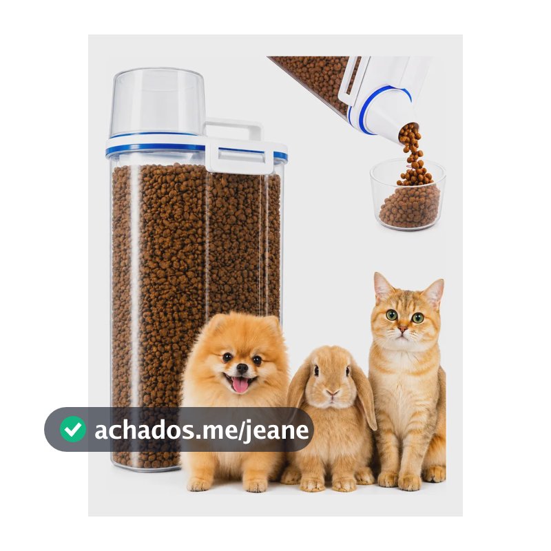 Porta Ração Pote Com Tampa Pet Gato Cachorro Dispenser 2kg Ecommind Transparente